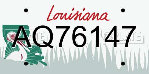AQ76147 Louisiana License Plate