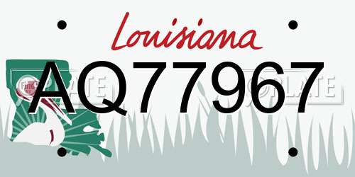 AQ77967 Louisiana License Plate