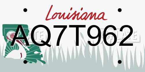 AQ7T962 Louisiana License Plate