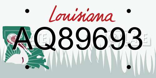 AQ89693 Louisiana License Plate