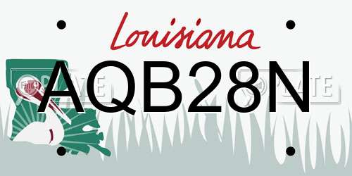 AQB28N Louisiana License Plate