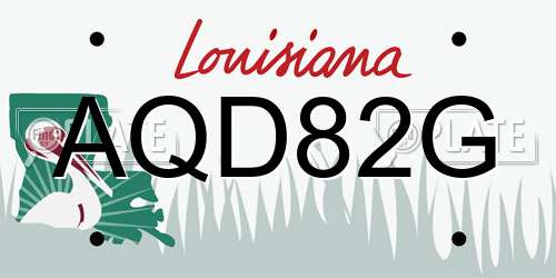 AQD82G Louisiana License Plate
