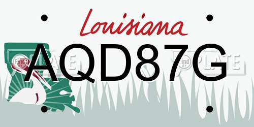 AQD87G Louisiana License Plate