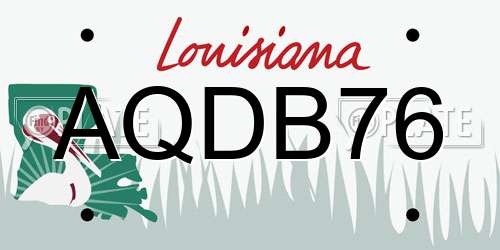AQDB76 Louisiana License Plate