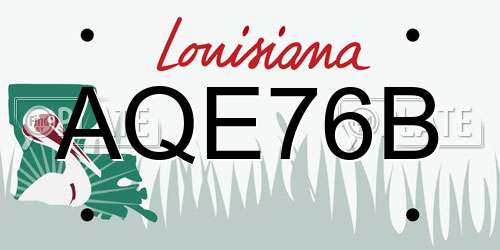 AQE76B Louisiana License Plate