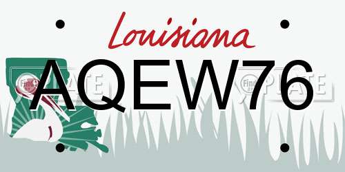 AQEW76 Louisiana License Plate