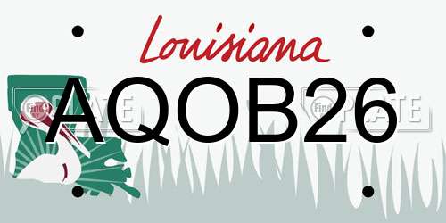 AQOB26 Louisiana License Plate