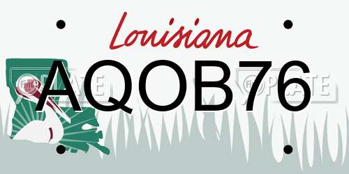AQOB76 Louisiana License Plate