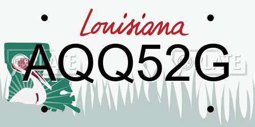 AQQ52G Louisiana License Plate