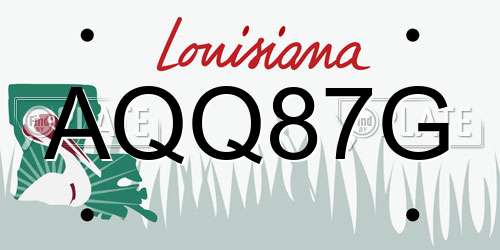 AQQ87G Louisiana License Plate