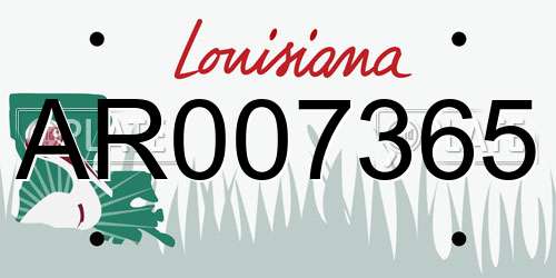 AR007365 Louisiana License Plate