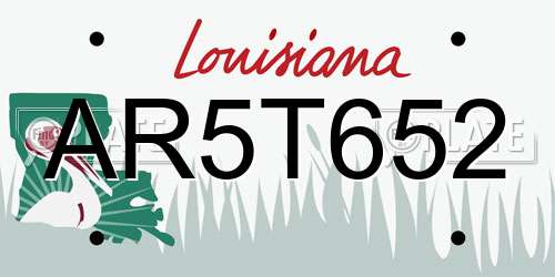 AR5T652 Louisiana License Plate