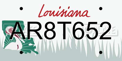 AR8T652 Louisiana License Plate
