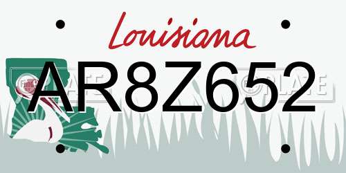 AR8Z652 Louisiana License Plate