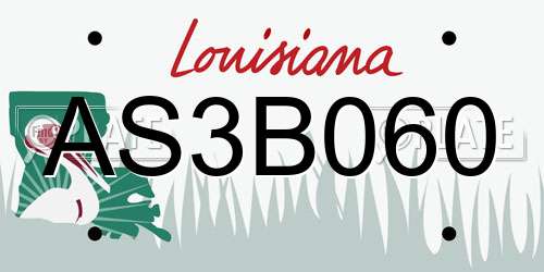 AS3B060 Louisiana License Plate