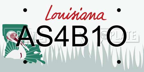 AS4B1O Louisiana License Plate
