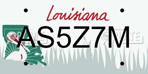AS5Z7M Louisiana License Plate