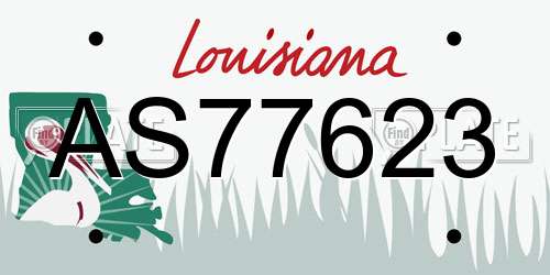 AS77623 Louisiana License Plate