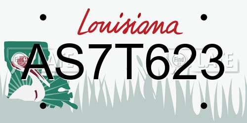 AS7T623 Louisiana License Plate