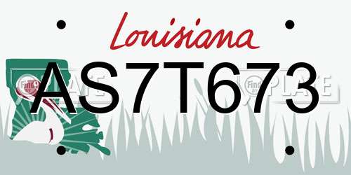 AS7T673 Louisiana License Plate