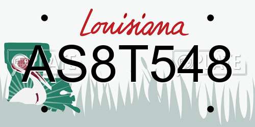 AS8T548 Louisiana License Plate