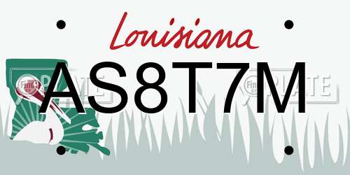 AS8T7M Louisiana License Plate