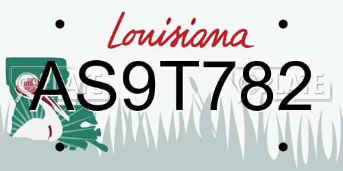 AS9T782 Louisiana License Plate