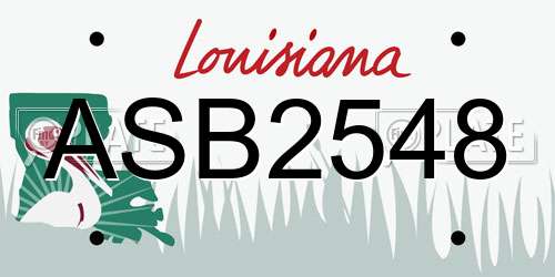 ASB2548 Louisiana License Plate