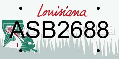 ASB2688 Louisiana License Plate