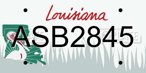 ASB2845 Louisiana License Plate