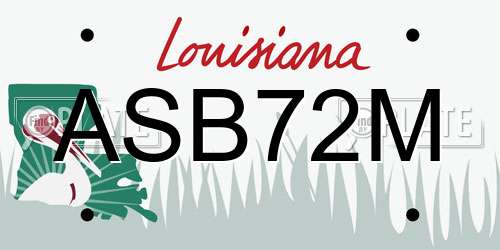 ASB72M Louisiana License Plate