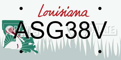 ASG38V Louisiana License Plate