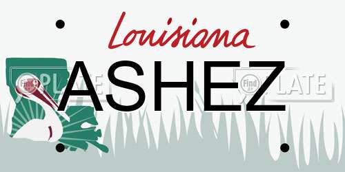 ASHEZ Louisiana License Plate