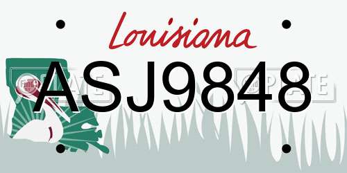 ASJ9848 Louisiana License Plate