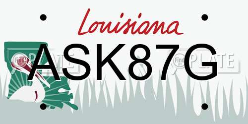 ASK87G Louisiana License Plate