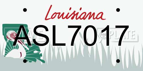 ASL7017 Louisiana License Plate