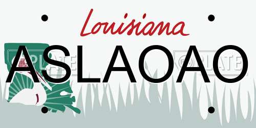 ASLAOAO Louisiana License Plate