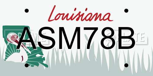 ASM78B Louisiana License Plate