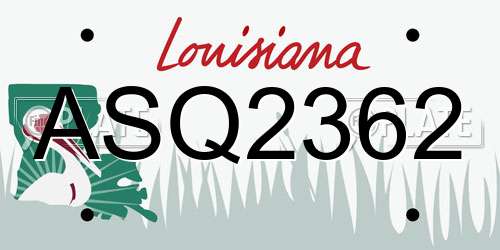ASQ2362 Louisiana License Plate