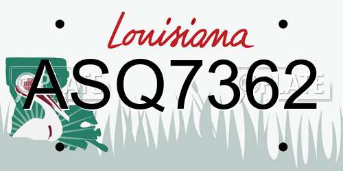 ASQ7362 Louisiana License Plate