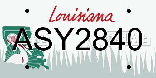ASY2840 Louisiana License Plate