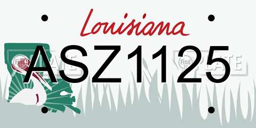 ASZ1125 Louisiana License Plate