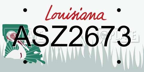 ASZ2673 Louisiana License Plate
