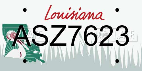 ASZ7623 Louisiana License Plate