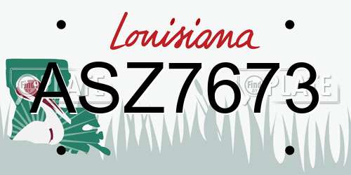 ASZ7673 Louisiana License Plate