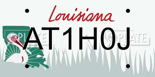 AT1H0J Louisiana License Plate