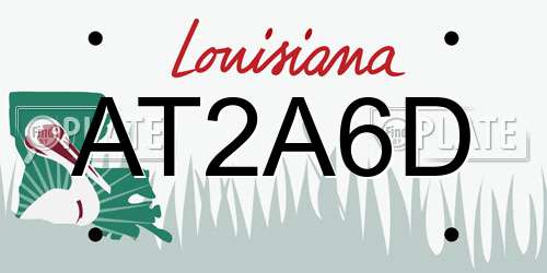 AT2A6D Louisiana License Plate