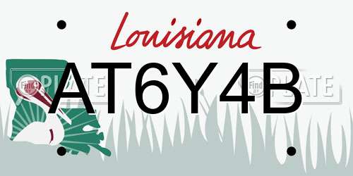 AT6Y4B Louisiana License Plate