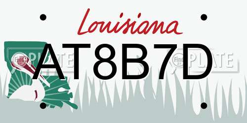 AT8B7D Louisiana License Plate