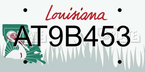 AT9B453 Louisiana License Plate